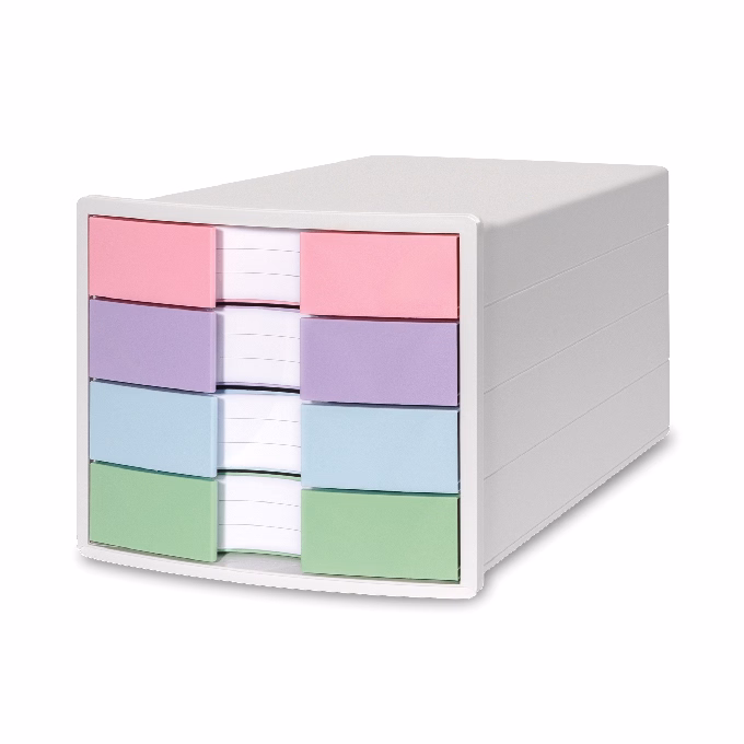 Irattartó HAN Impuls A4/C4 4 fiókos pasztell zárt fiókkal fehér