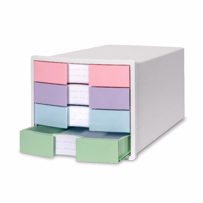 Irattartó HAN Impuls A4/C4 4 fiókos pasztell zárt fiókkal fehér