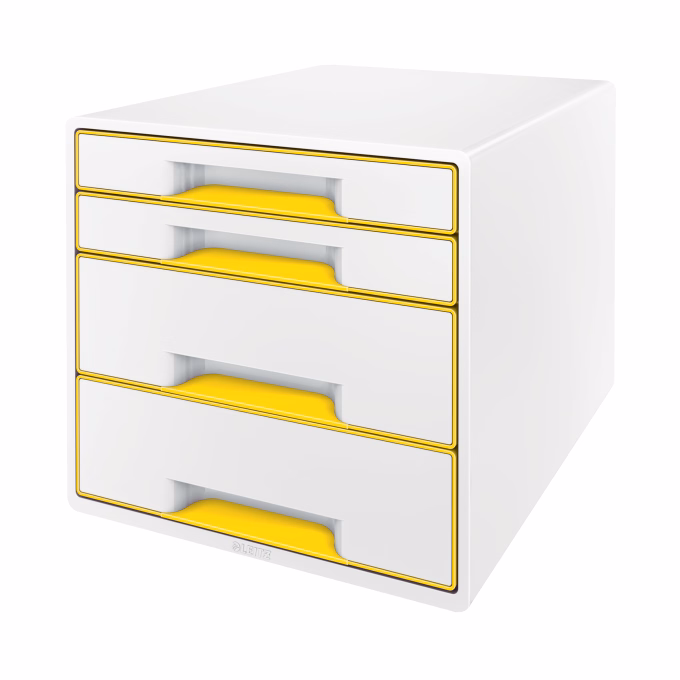 Irattartó LEITZ Wow Cube 4 fiókos fehér/sárga