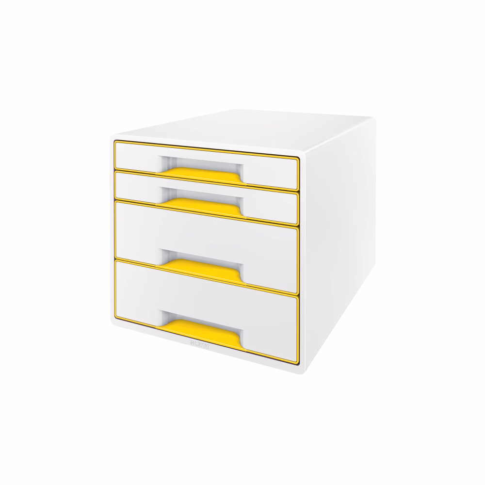 Irattartó LEITZ Wow Cube 4 fiókos fehér/sárga