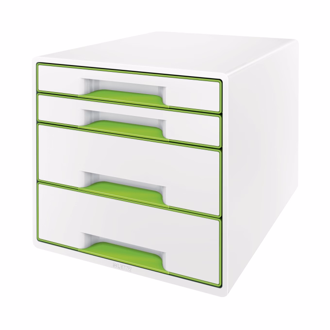Irattartó LEITZ Wow Cube 4 fiókos fehér/zöld