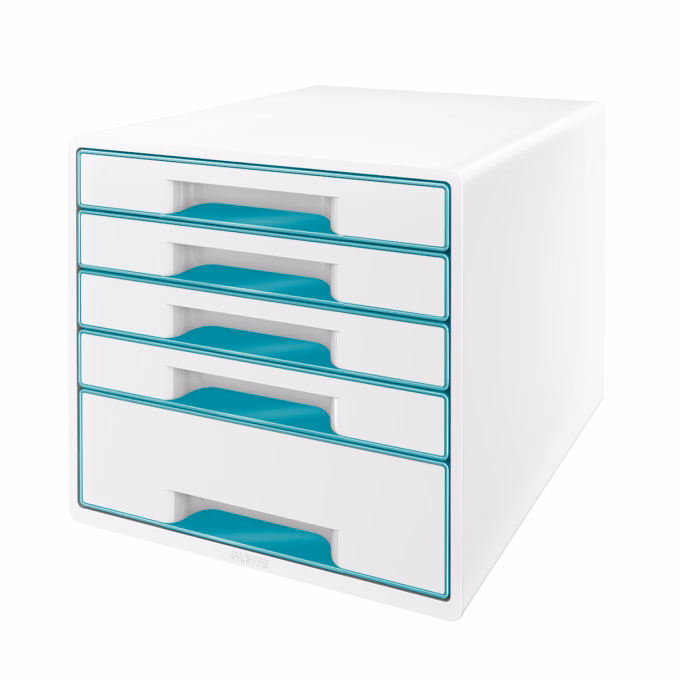 Irattartó LEITZ Wow Cube 5 fiókos fehér/jégkék Irattartó LEITZ Wow Cube 5 fiókos fehér/jégkék