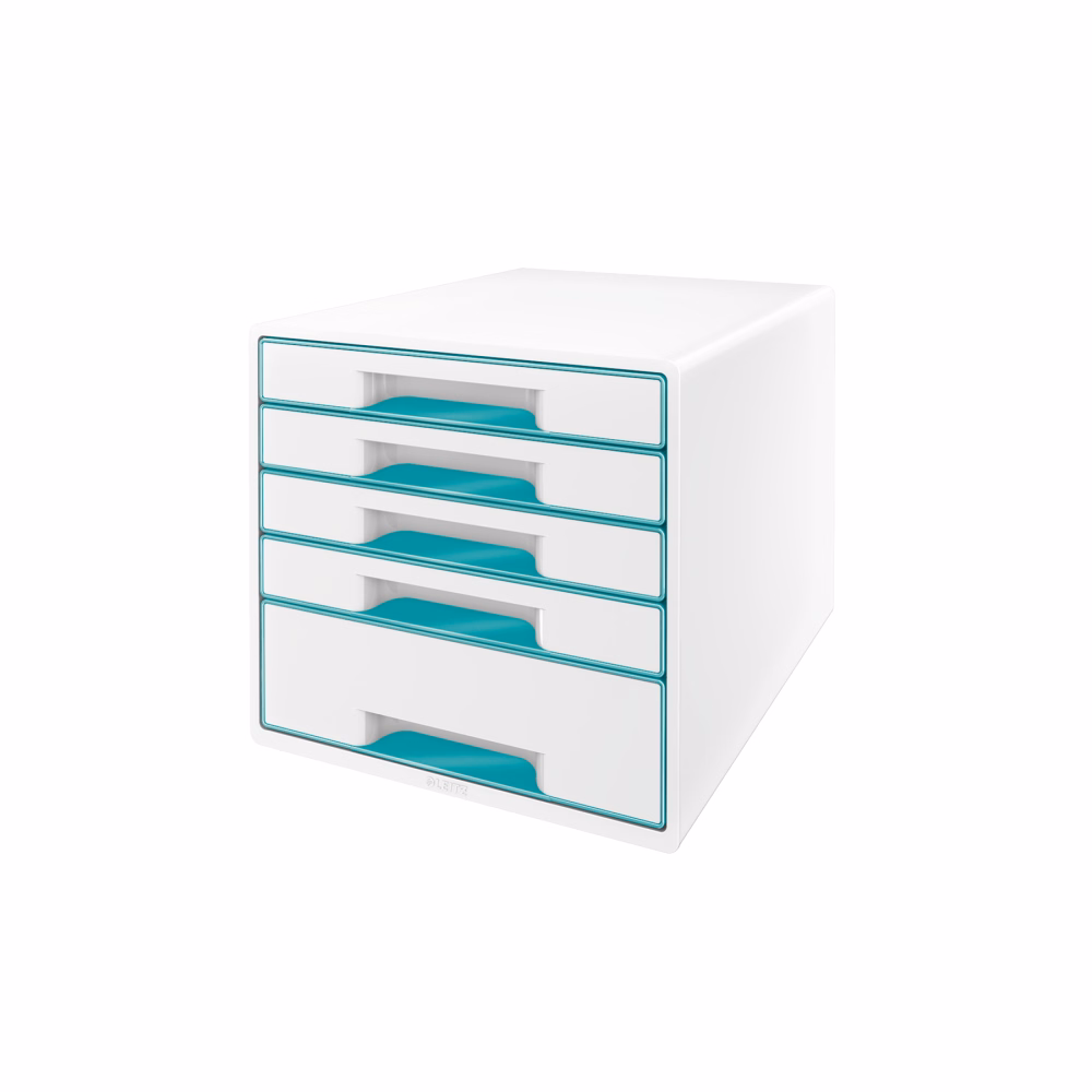 Irattartó LEITZ Wow Cube 5 fiókos fehér/jégkék Irattartó LEITZ Wow Cube 5 fiókos fehér/jégkék