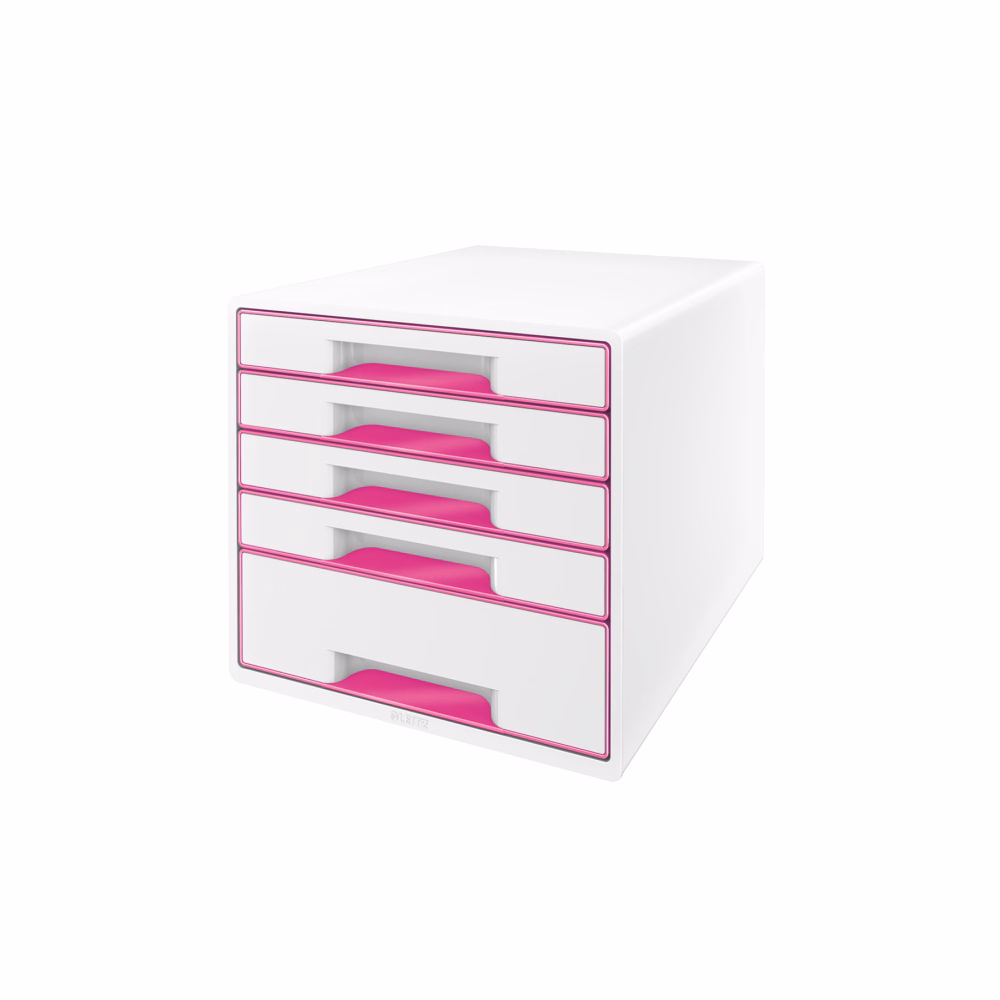 Irattartó LEITZ Wow Cube 5 fiókos fehér/rózsaszín