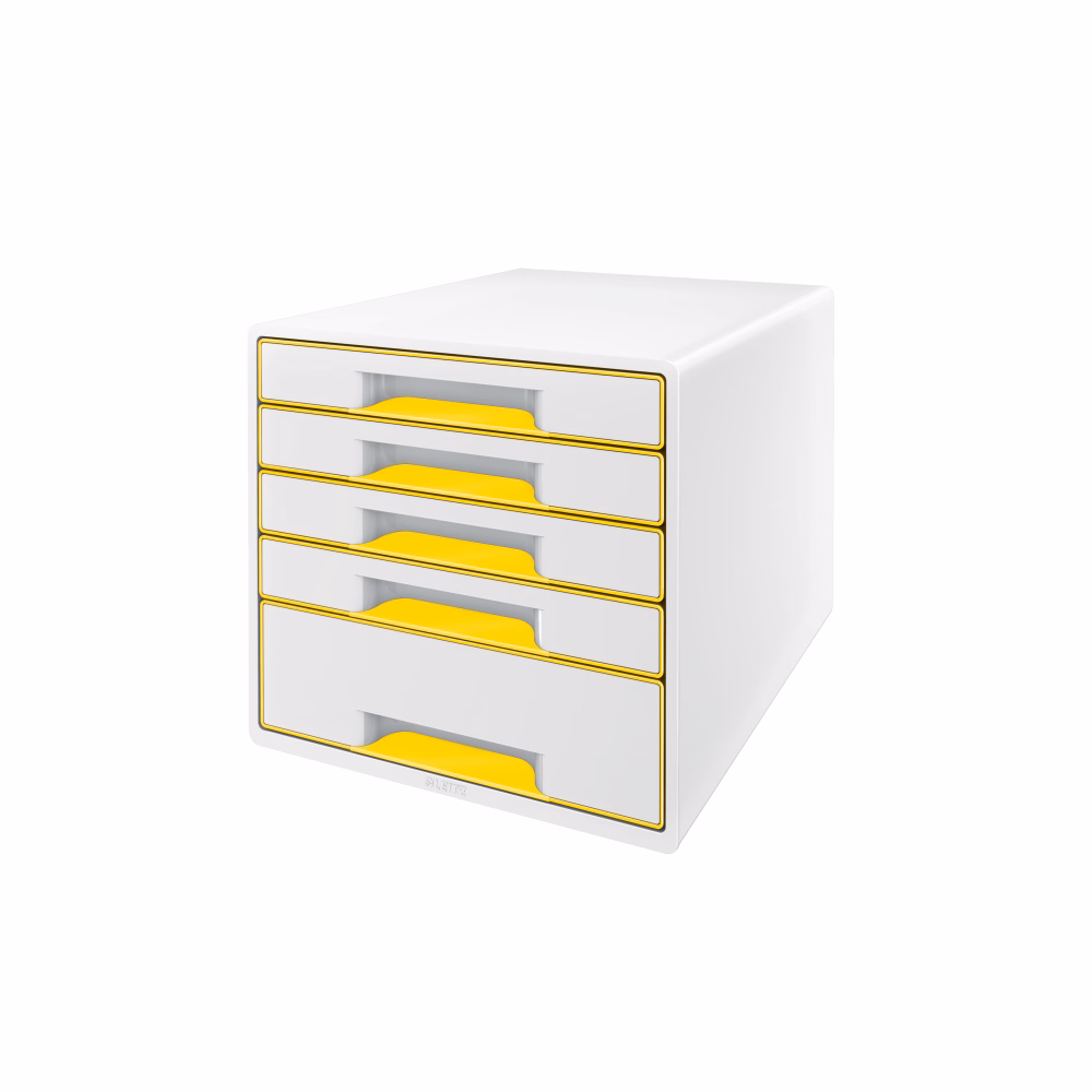Irattartó LEITZ Wow Cube 5 fiókos fehér/sárga Irattartó LEITZ Wow Cube 5 fiókos fehér/sárga