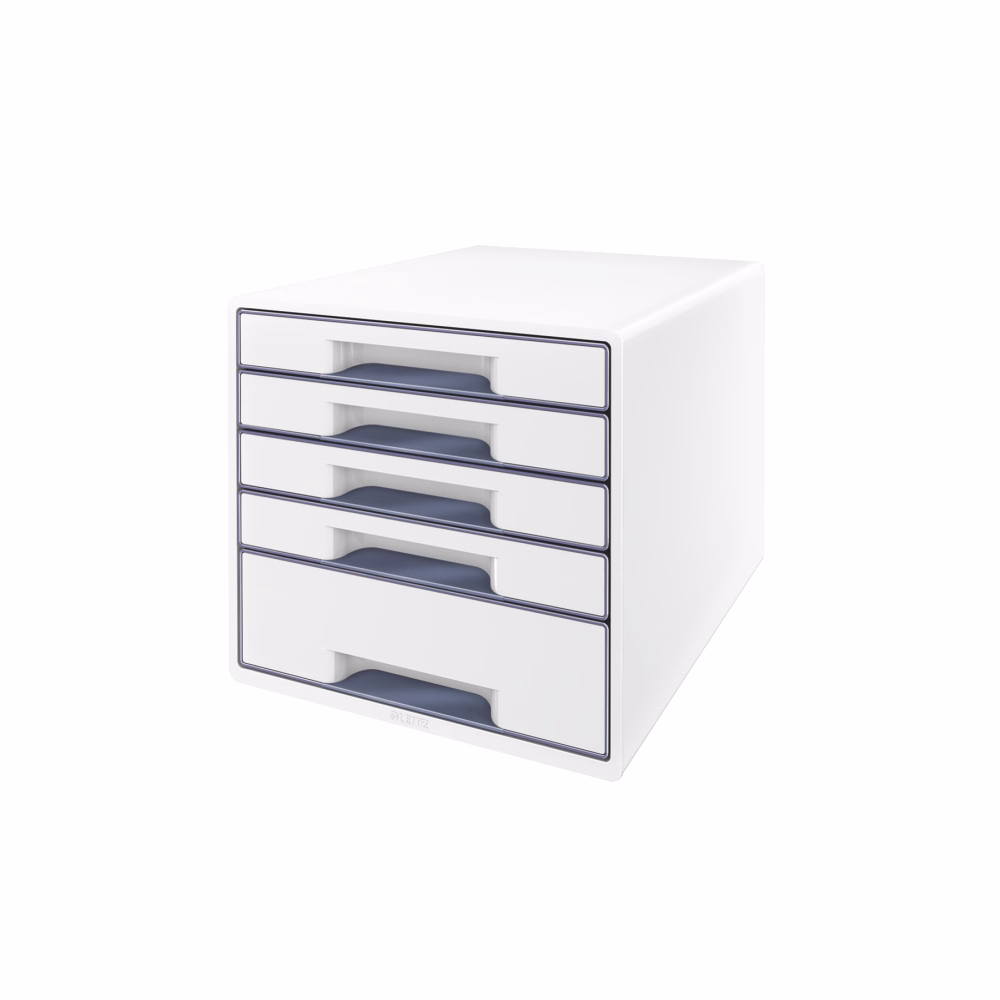 Irattartó LEITZ Wow Cube 5 fiókos fehér/szürke