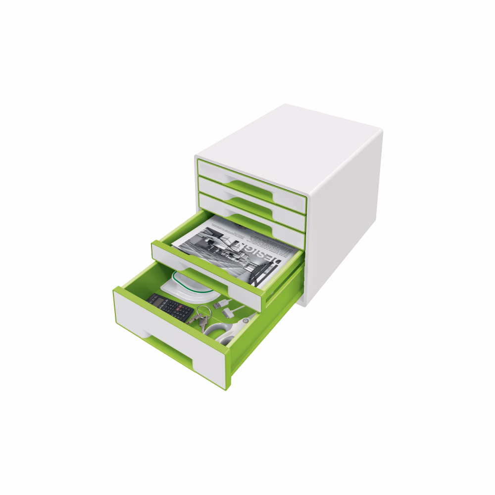 Irattartó LEITZ Wow Cube 5 fiókos fehér/zöld