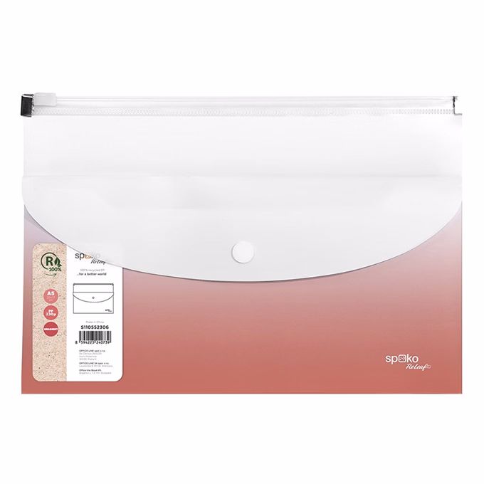 Irattasak SPOKO ReLeaf Gradient PP A/5 cipzáras és DL patentos rózsaszín