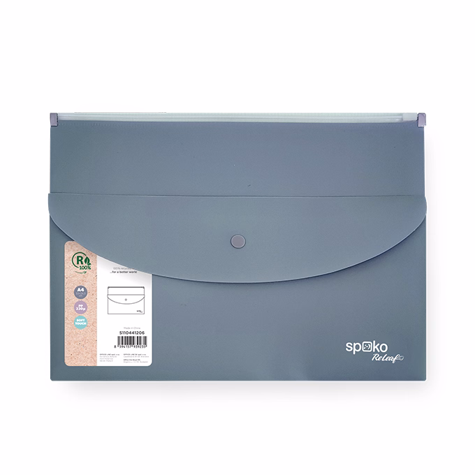 Irattasak SPOKO ReLeaf PP A/4 cipzáras és A/5 patentos SoftTouch szürke