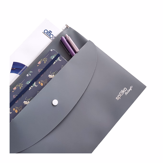 Irattasak SPOKO ReLeaf PP A/4 cipzáras és A/5 patentos SoftTouch szürke