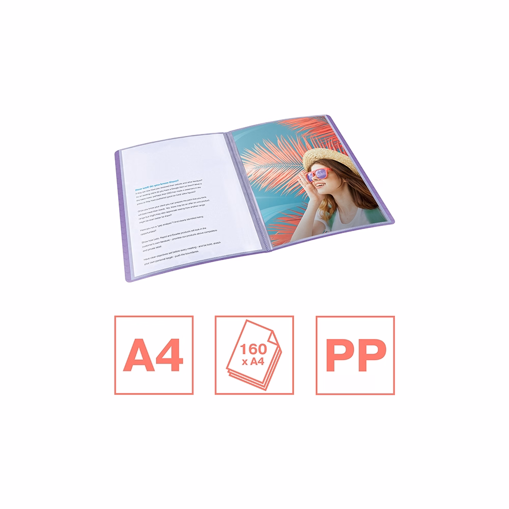 Iratvédő mappa ESSELTE Colour Breeze A/4 80 zsebes levendula