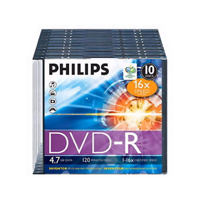 Írható DVD-R PHILIPS 4,7GB 16X slim tok