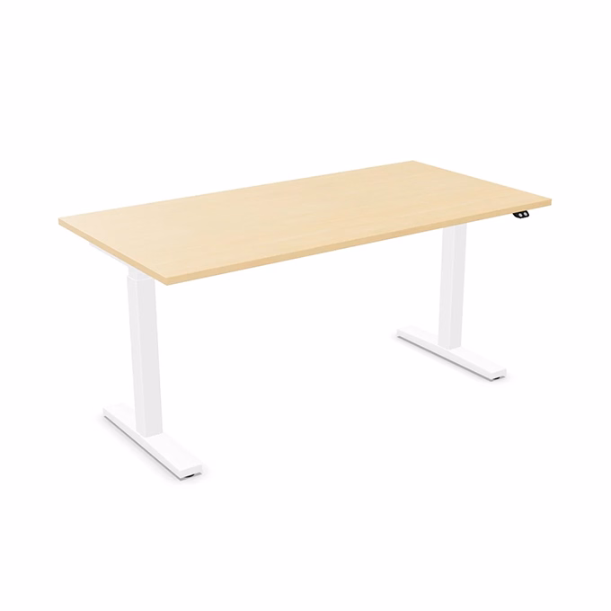Íróasztal NOWYSTYL elektromosan állítható magasságú 1600x800 mm fehér T-lábas világos fenyő