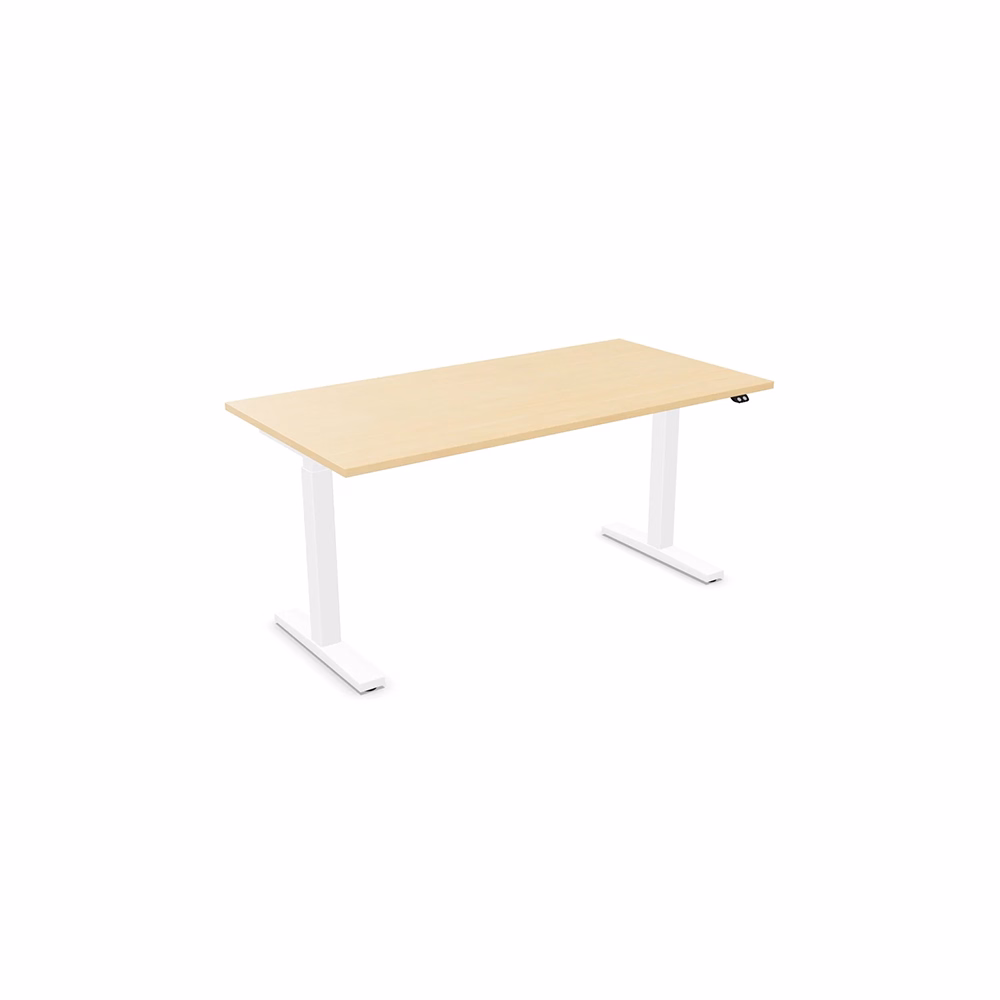Íróasztal NOWYSTYL elektromosan állítható magasságú 1600x800 mm fehér T-lábas világos fenyő