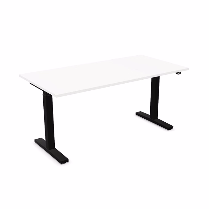 Íróasztal NOWYSTYL elektromosan állítható magasságú 1600x800 mm fekete T-lábas fehér