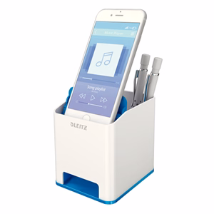 Írószertartó műanyag LEITZ Wow 2 rekeszes fehér/kék Írószertartó műanyag LEITZ Wow 2 rekeszes fehér/kék