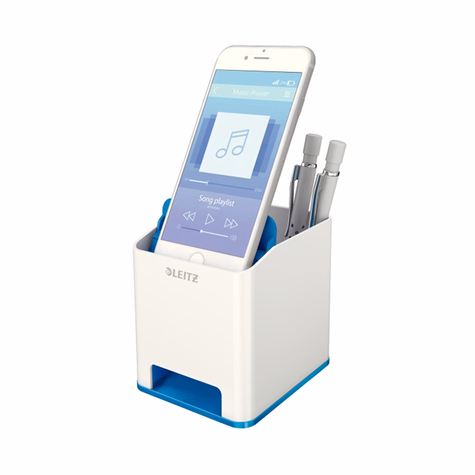 Írószertartó műanyag LEITZ Wow 2 rekeszes fehér/kék Írószertartó műanyag LEITZ Wow 2 rekeszes fehér/kék