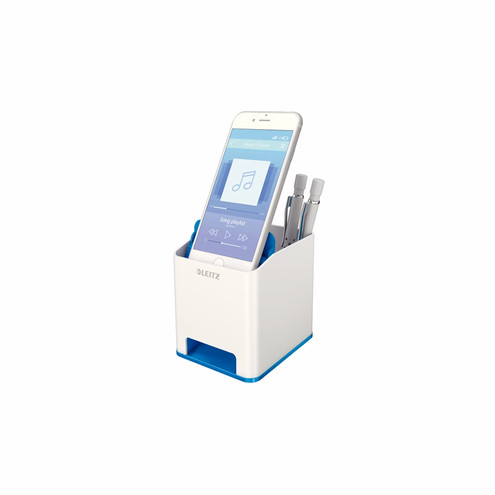 Írószertartó műanyag LEITZ Wow 2 rekeszes fehér/kék Írószertartó műanyag LEITZ Wow 2 rekeszes fehér/kék