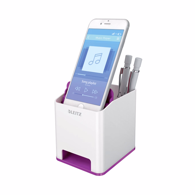 Írószertartó műanyag LEITZ Wow 2 rekeszes fehér/lila