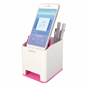 Írószertartó műanyag LEITZ Wow 2 rekeszes fehér/rózsaszín