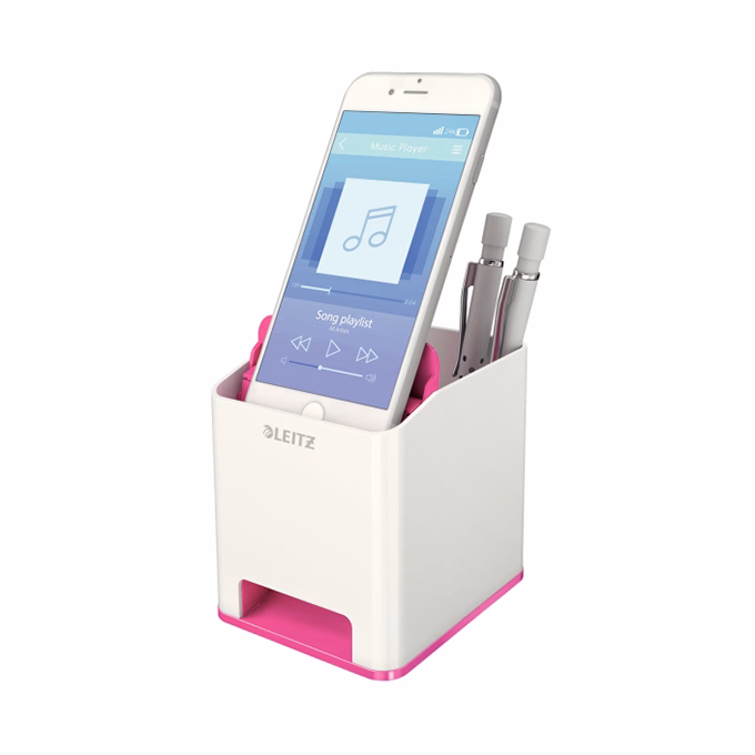 Írószertartó műanyag LEITZ Wow 2 rekeszes fehér/rózsaszín