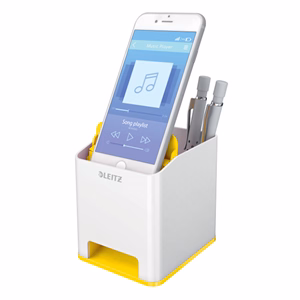 Írószertartó műanyag LEITZ Wow 2 rekeszes fehér/sárga Írószertartó műanyag LEITZ Wow 2 rekeszes fehér/sárga