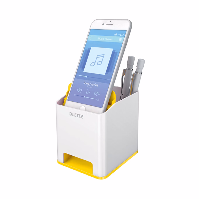 Írószertartó műanyag LEITZ Wow 2 rekeszes fehér/sárga Írószertartó műanyag LEITZ Wow 2 rekeszes fehér/sárga