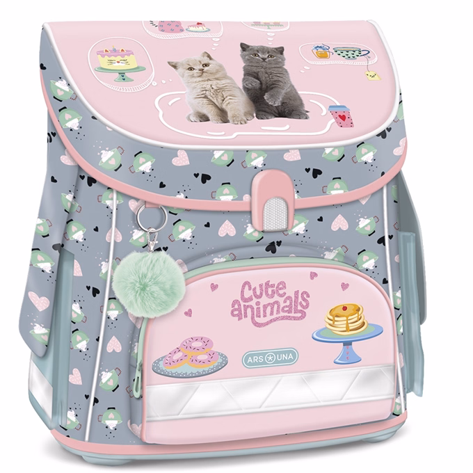 Iskolatáska ARS UNA kompakt easy ergonómikus mágneszáras Cute Animals-Tea Party