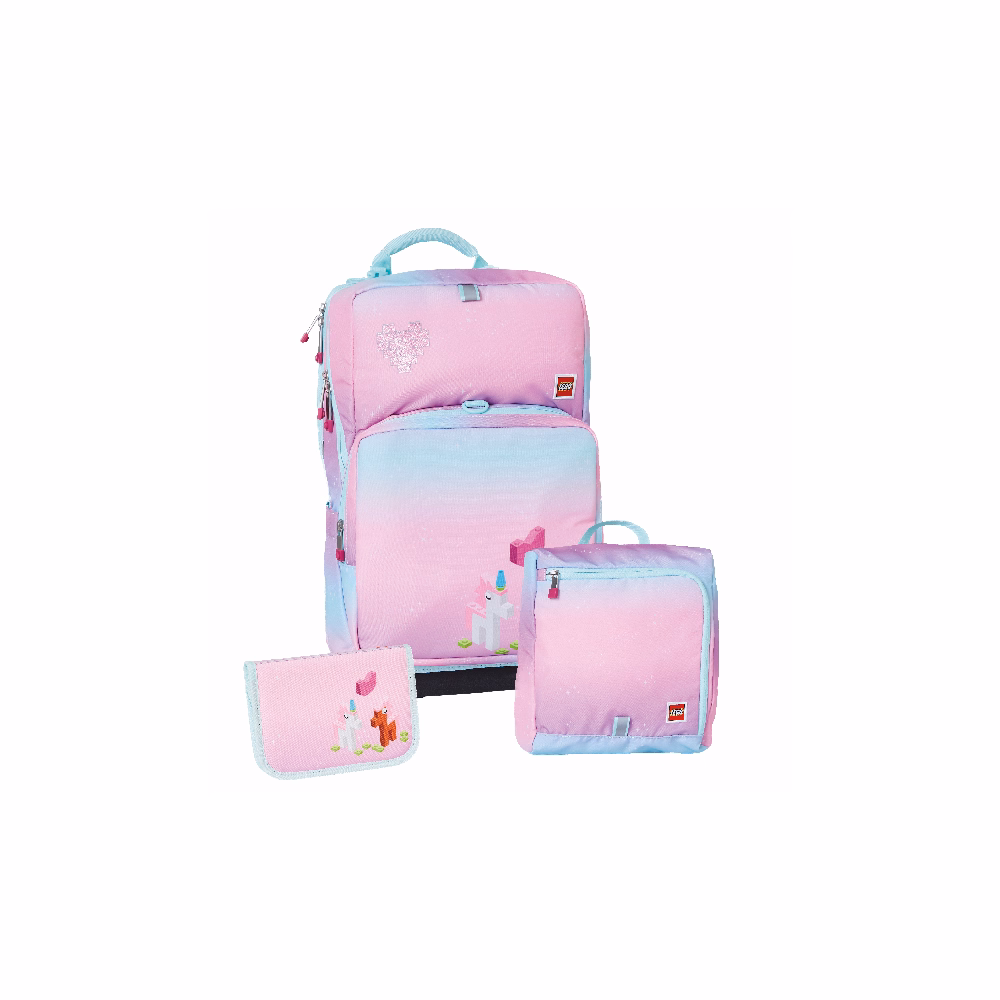 Iskolatáska szett LEGO Maxi Plus 3 részes Sparkle tornazsákkal és felszerelt tolltartóval