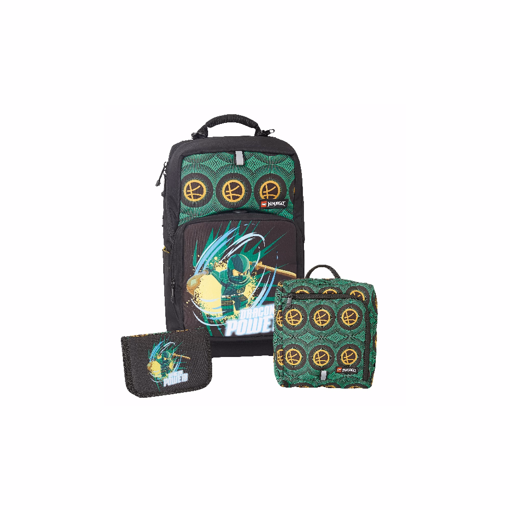 Iskolatáska szett LEGO Optimo 3 részes Ninjago Dragon tornazsákkal és felszerelt tolltartóval