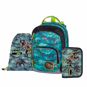 Iskolatáska szett OXY Go 3 részes Dino tolltartóval és tornazsákkal