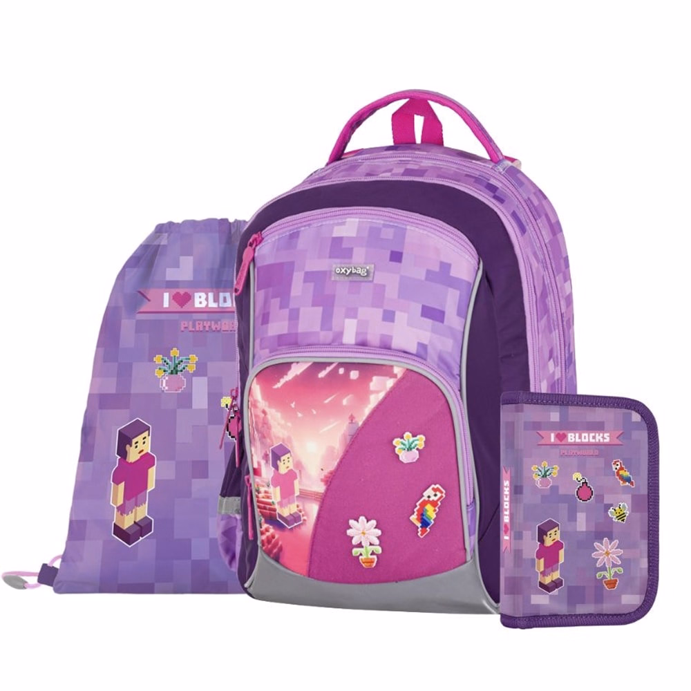 Iskolatáska szett OXY Go 3 részes Playworld Girl tolltartóval és tornazsákkal