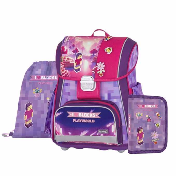 Iskolatáska szett OXY Premium 3 részes Playworld Girl tolltartóval és tornazsákkal