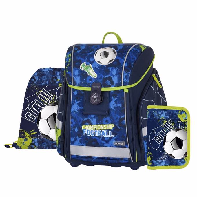 Iskolatáska szett OXY Premium Light 3 részes Football tolltartóval és tornazsákkal