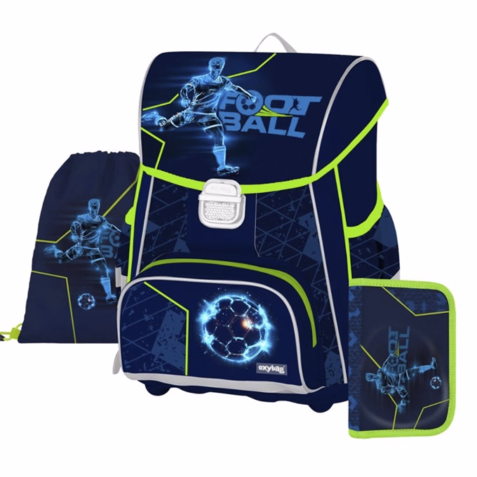 Iskolatáska szett OXY Premium One 3 részes Football tolltartóval és tornazsákkal