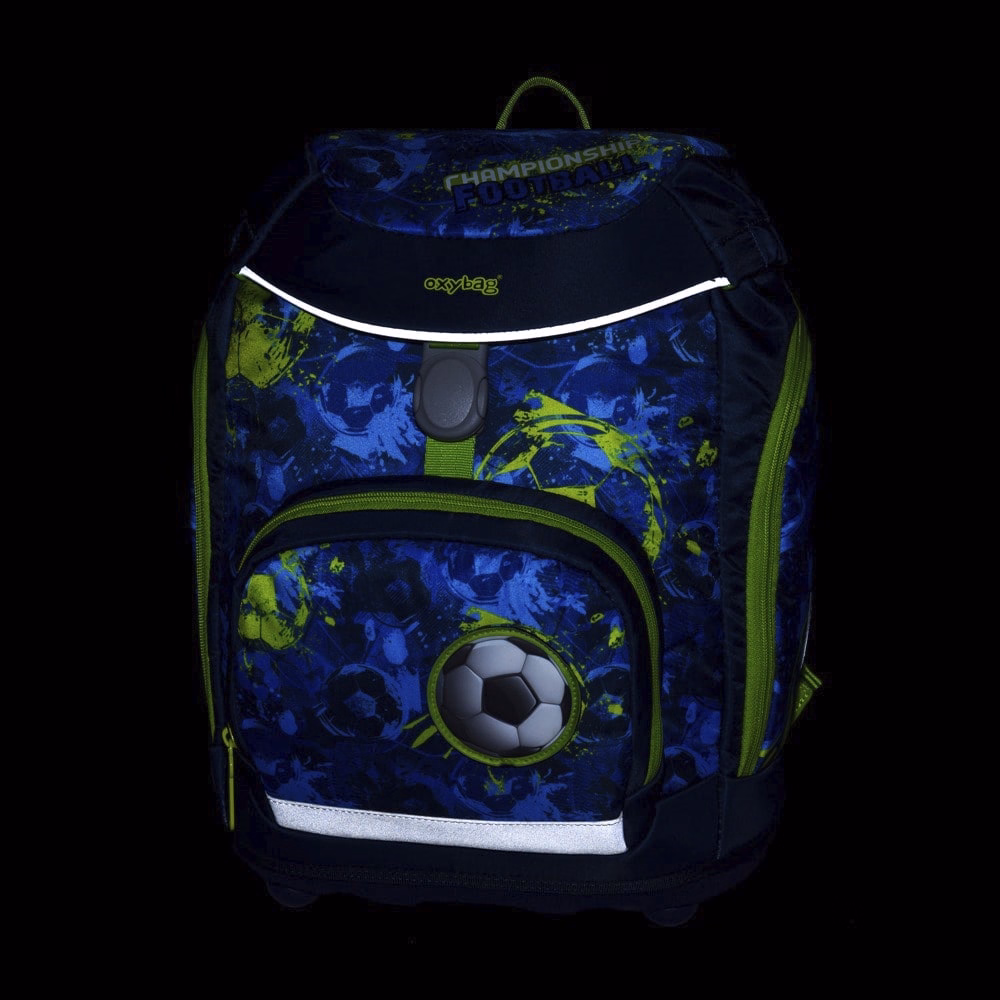 Iskolatáska szett OXY SHERPY 4 részes Football tolltartóval, tornazsákkal és cserélhető matricával