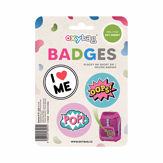 Iskolatáska szett OXY SHERPY 4 részes Pink tolltartóval, tornazsákkal és cserélhető matricával