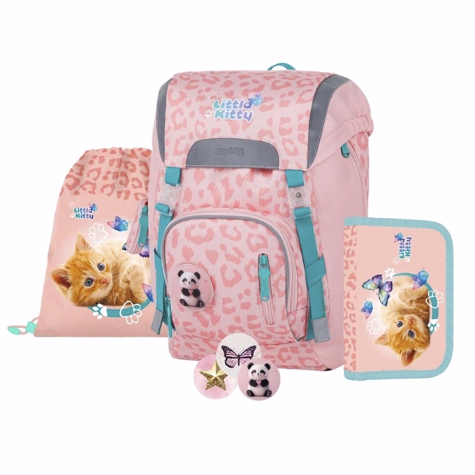 Iskolatáska szett OXY Sky 4 részes Cat tolltartóval, tornazsákkal és cserélhető matricával