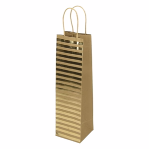 Karácsonyi italtasak CREATIVE ECO Special Plus 10x36x10 cm barna fóliás arany csíkos-pöttyös sodort füles