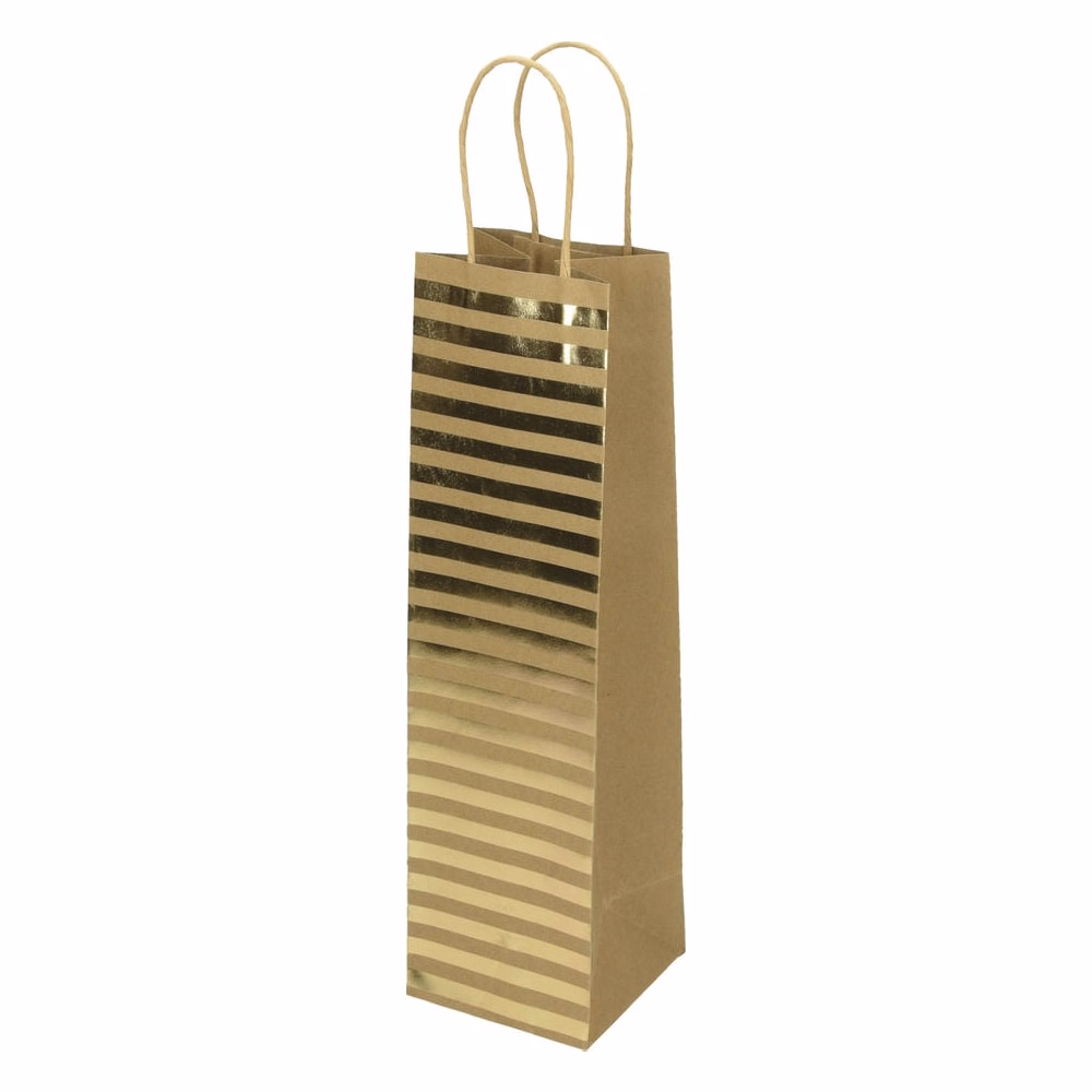 Karácsonyi italtasak CREATIVE ECO Special Plus 10x36x10 cm barna fóliás arany csíkos-pöttyös sodort füles