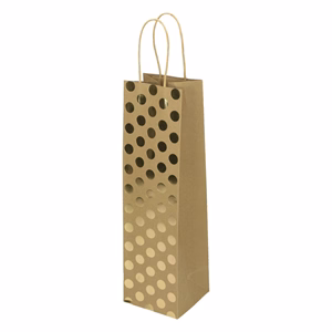 Karácsonyi italtasak CREATIVE ECO Special Plus 10x36x10 cm barna fóliás arany csíkos-pöttyös sodort füles