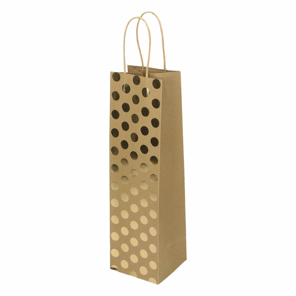 Karácsonyi italtasak CREATIVE ECO Special Plus 10x36x10 cm barna fóliás arany csíkos-pöttyös sodort füles