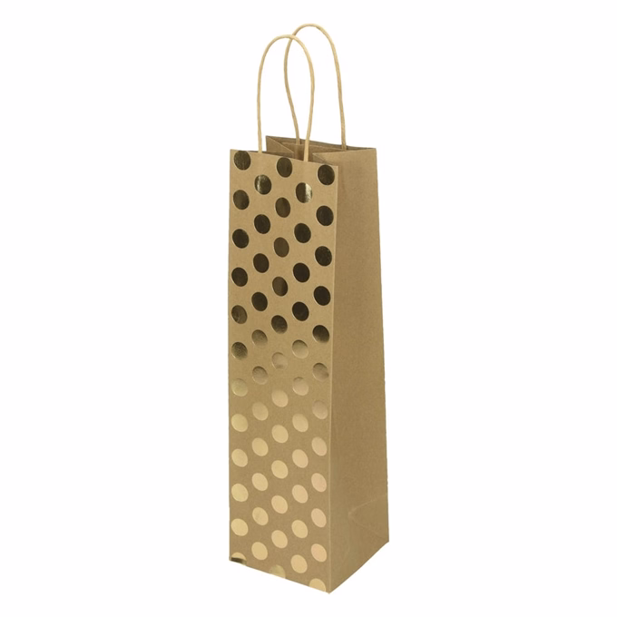 Karácsonyi italtasak CREATIVE ECO Special Plus 10x36x10 cm barna fóliás arany csíkos-pöttyös sodort füles
