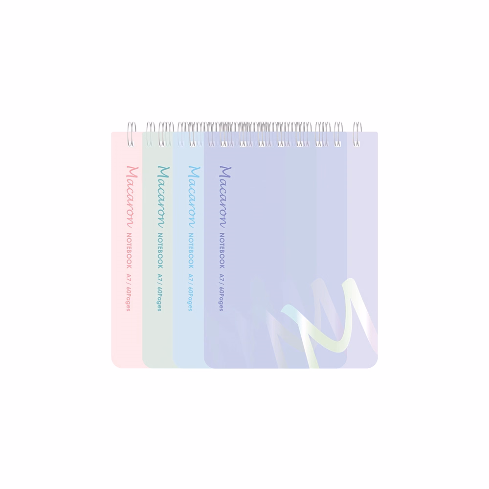 Jegyzetfüzet vonalas DELI Macaron A/7 60 lapos spirálos pasztell színekben