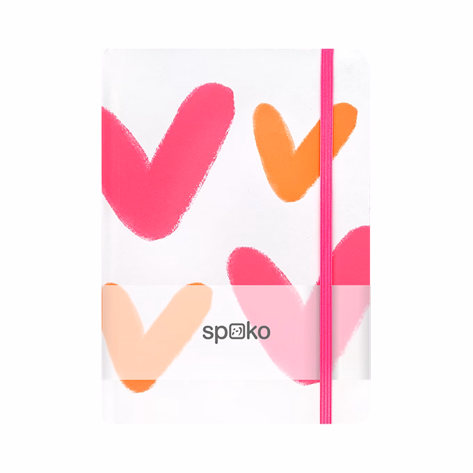 Jegyzetfüzet vonalas SPOKO A/5 96 lapos gumis keményfedeles nagy szív