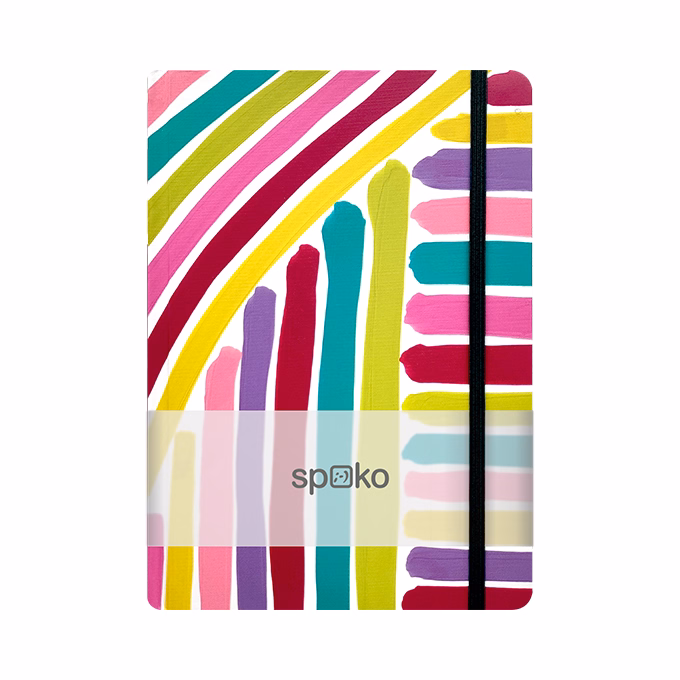 Jegyzetfüzet vonalas SPOKO A/5 96 lapos gumis keményfedeles rózsaszín ecset
