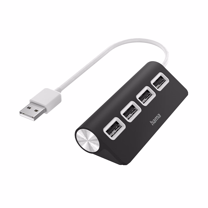 Kábel elosztó HAMA USB 2.0 + 4xUSB 2.0 fekete