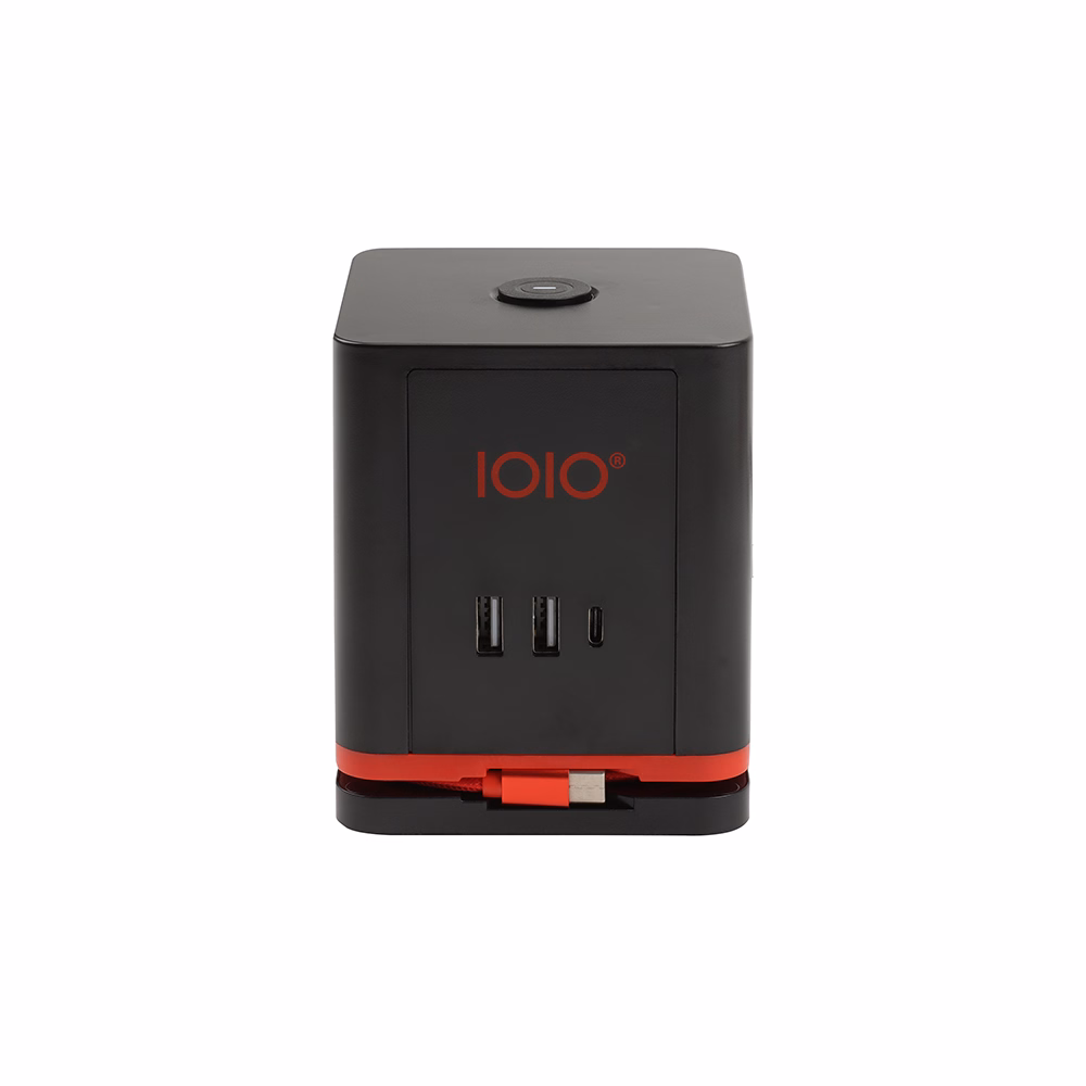 Kábel hosszabbító IOIO 3 aljzat 1,5m, 2xUSB-A, 1xUSB-C fekete
