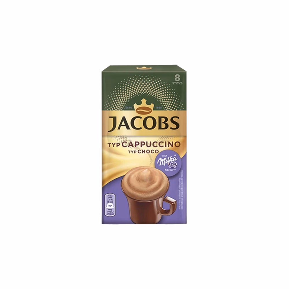 Kávé instant JACOBS Cappuccino Milka-Mogyorós 8x16,5 g