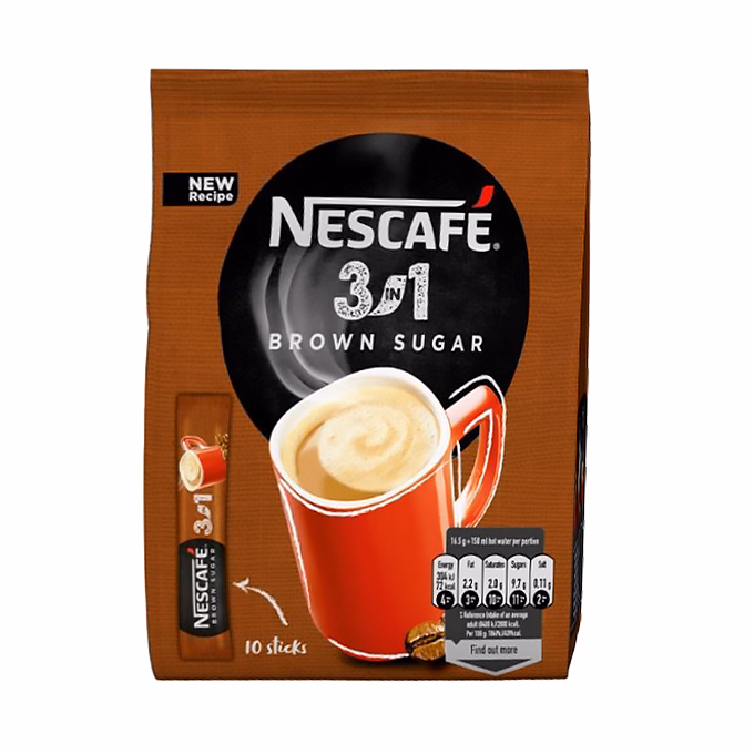 Kávé instant NESCAFE 3in1 barna cukorral 10x16,5 g Kávé instant NESCAFE 3in1 barna cukorral 10x16,5 g